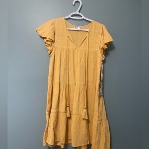 BOG Collective Yellow Boho Dress with Tassels